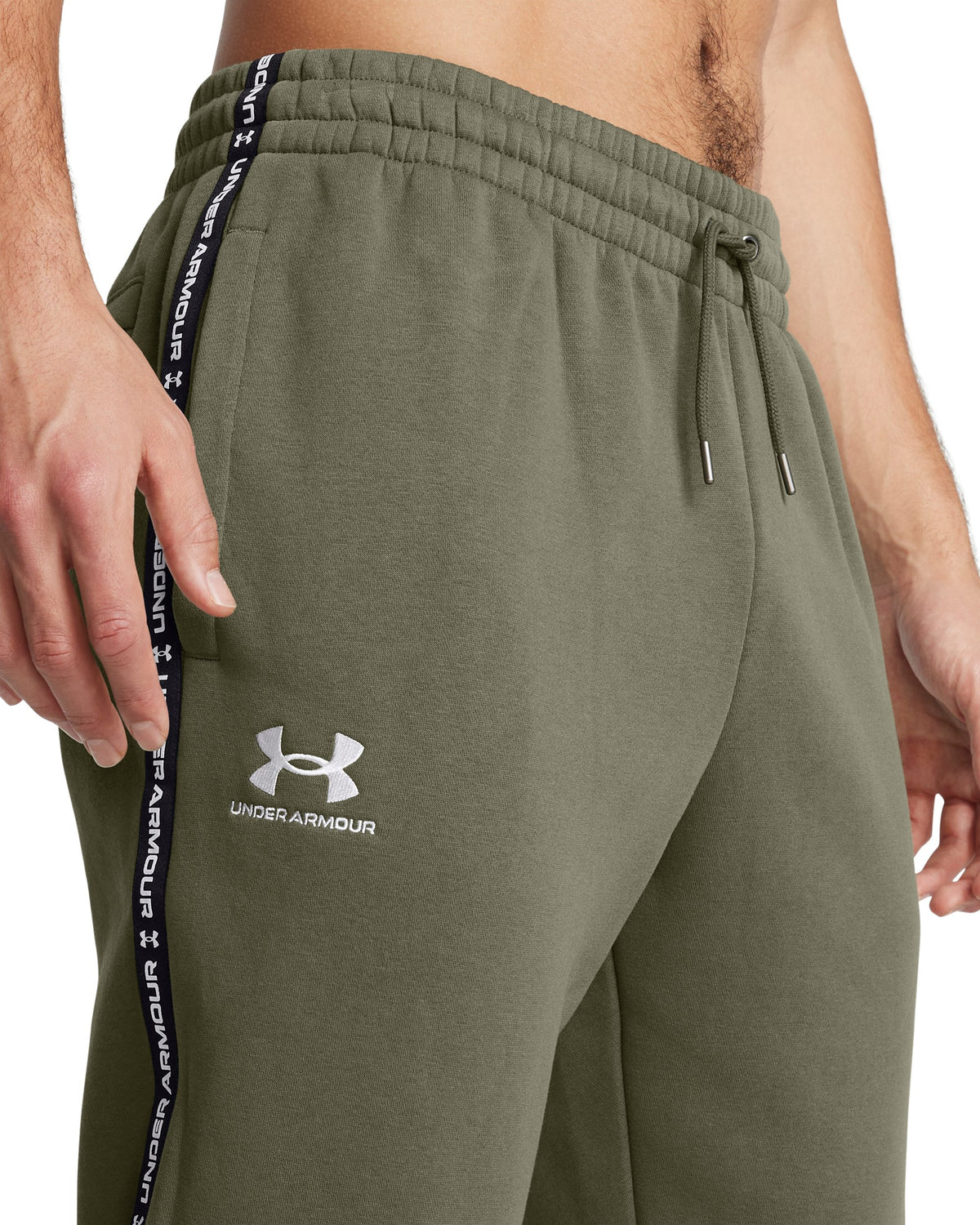 UA Icon Fleece Jgr Taping - Green / White - 390