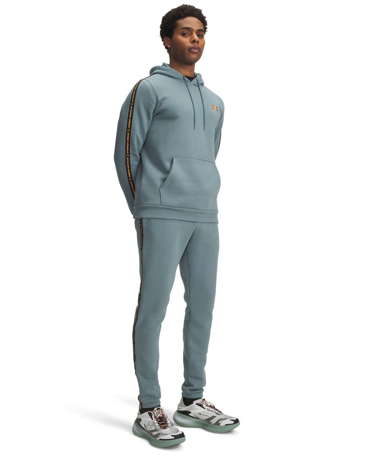 UA Icon Fleece Jgr Taping - Blue / Squad Orange - 587