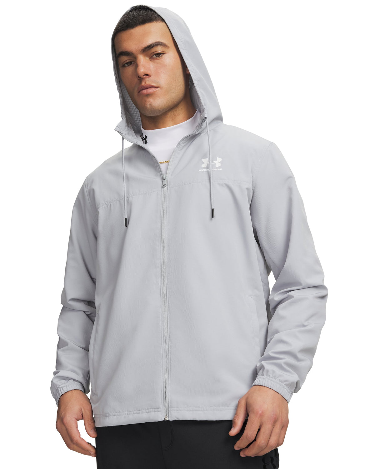 UA Rival Wvn Windbreaker - Mod Gray / Mod Gray / White - 011
