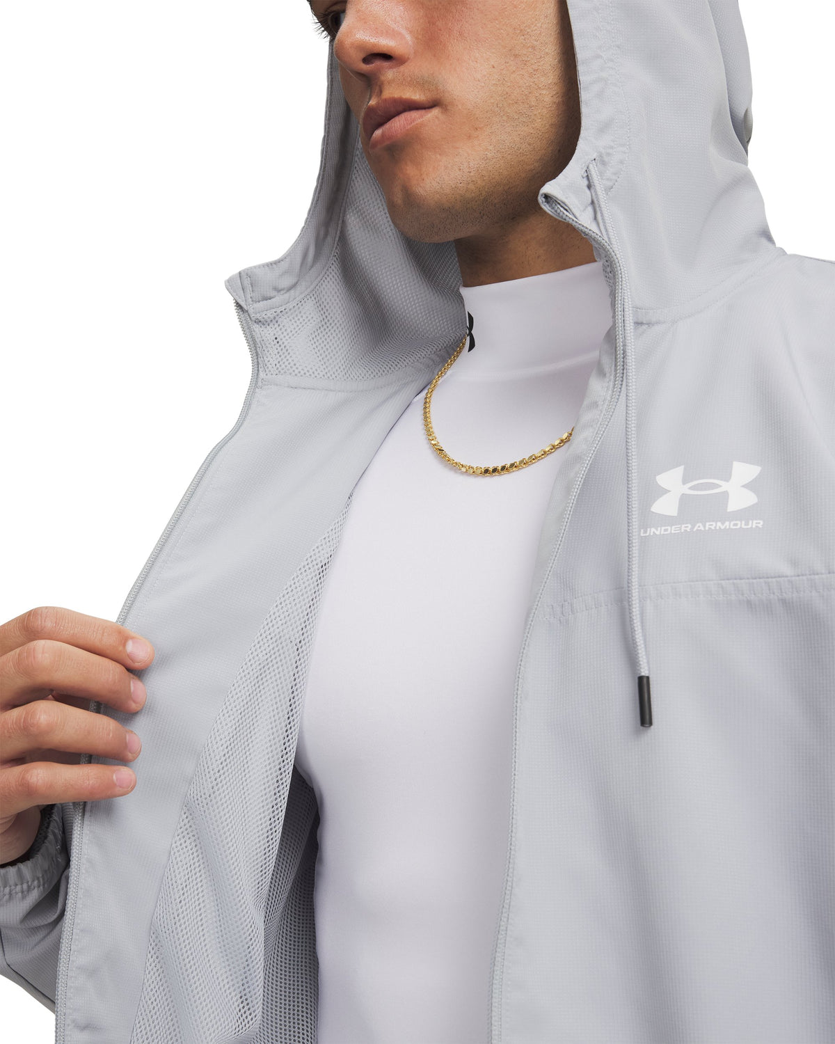 UA Rival Wvn Windbreaker - Mod Gray / Mod Gray / White - 011