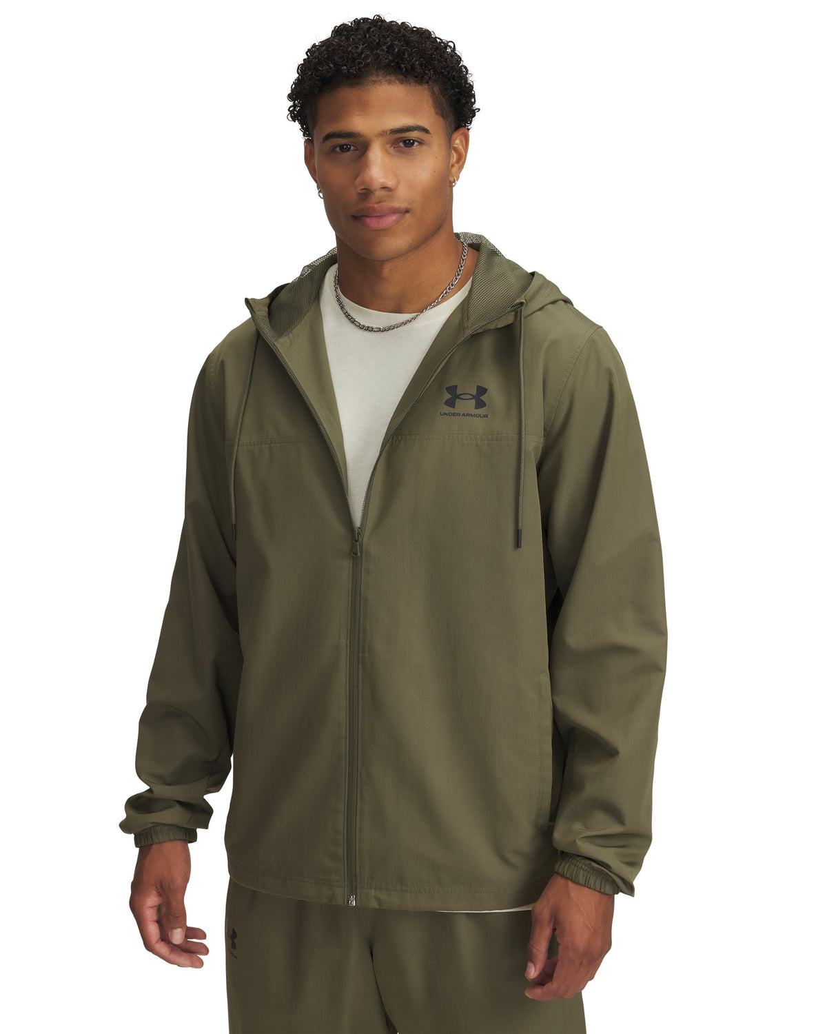 UA Rival Wvn Windbreaker - Marine OD Green / Marine OD Green / Black - 390
