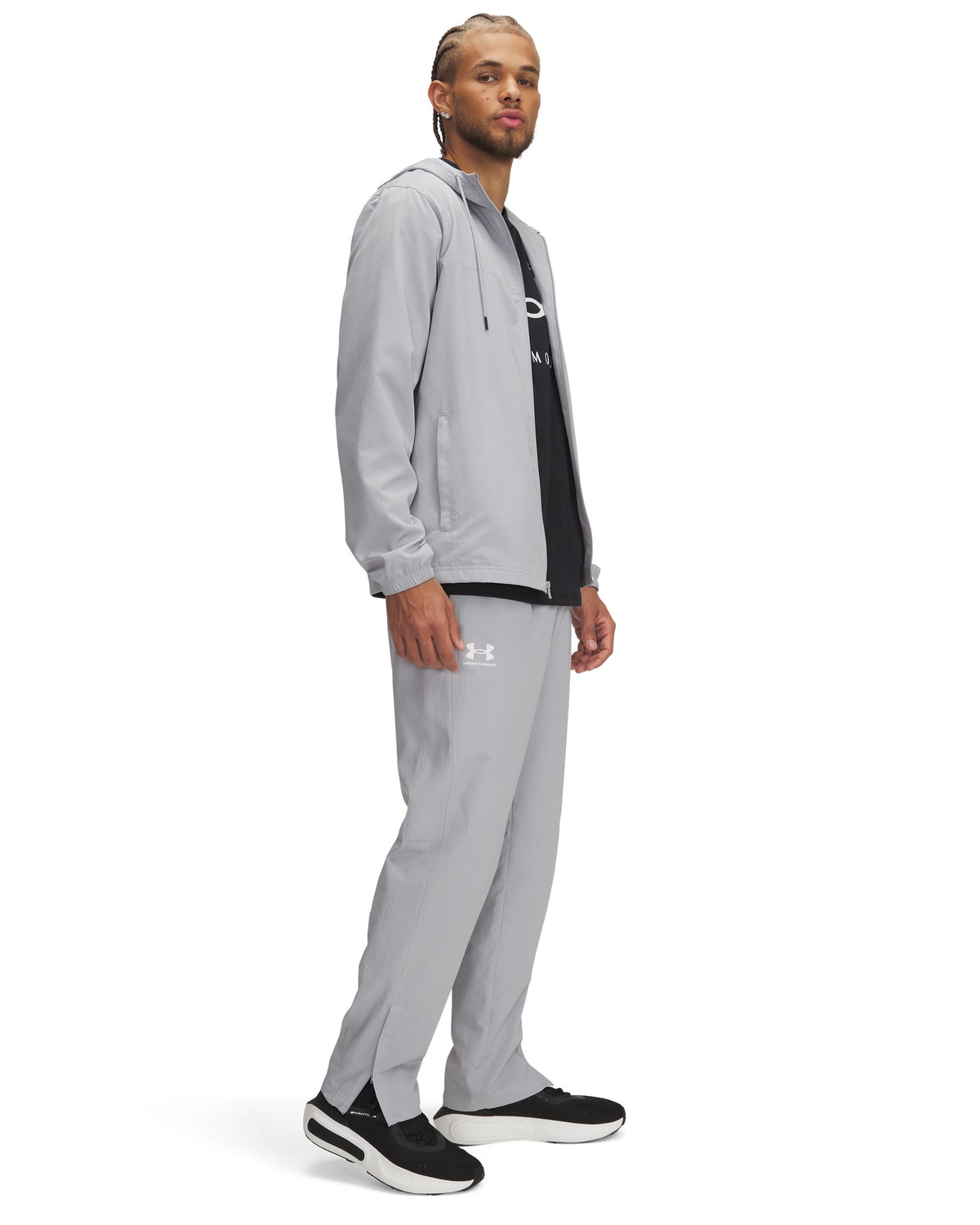 UA Rival Wvn Windbreaker Pnt - Mod Gray / Mod Gray / White - 011