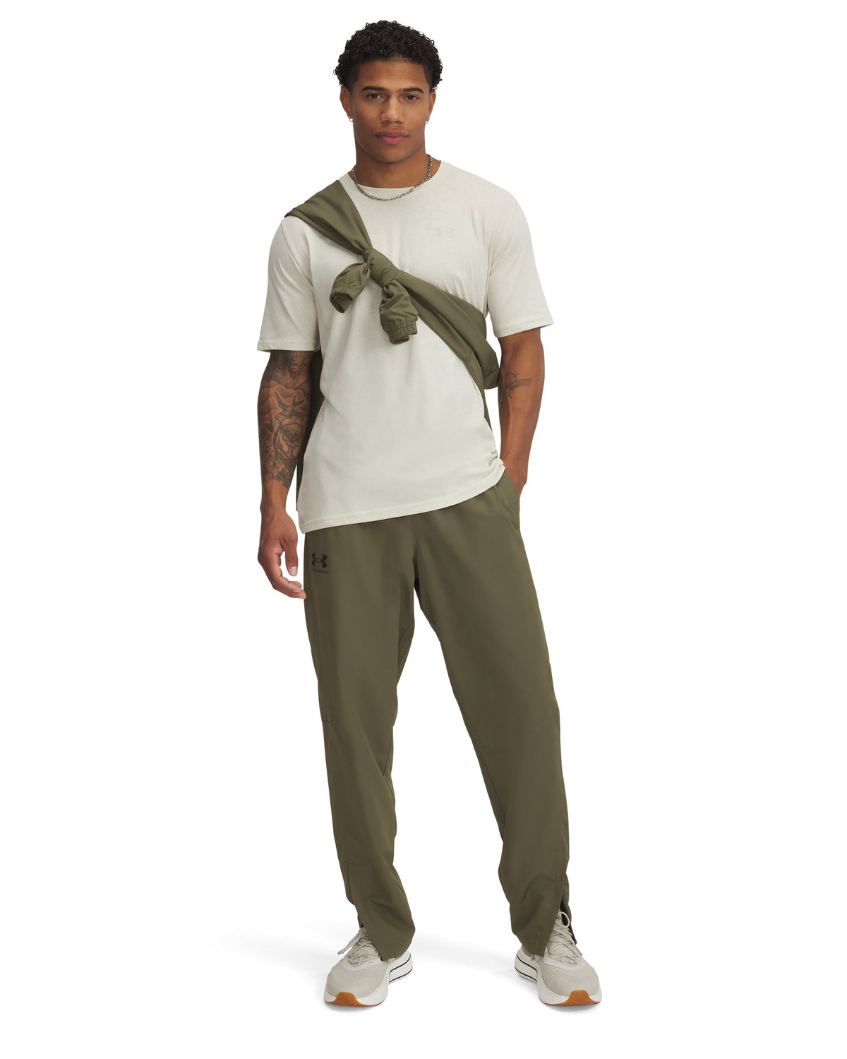 UA Rival Wvn Windbreaker Pnt - Marine OD Green / Marine OD Green / Black - 390