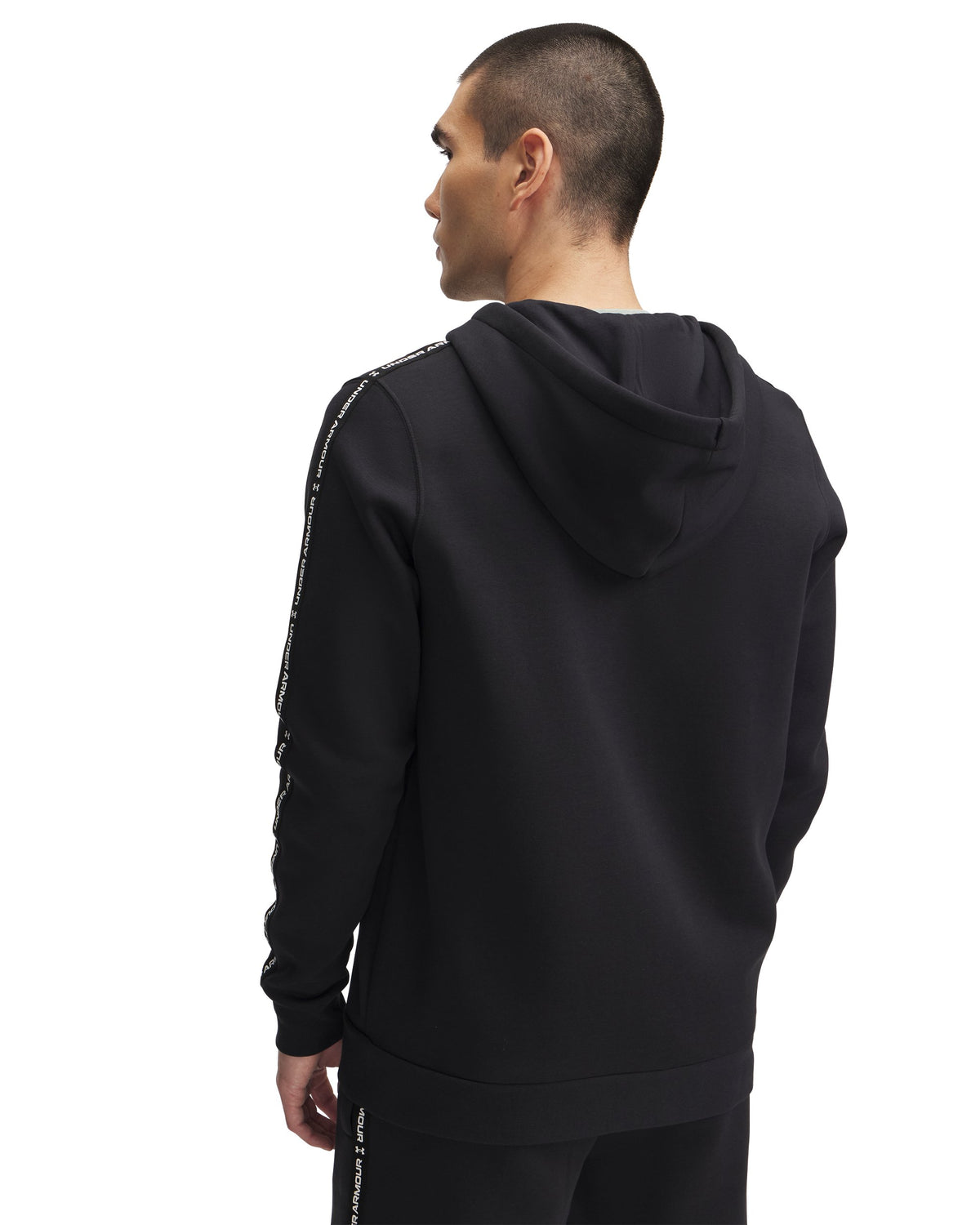 UA Icon Fleece FZ Taping - Black / White - 001