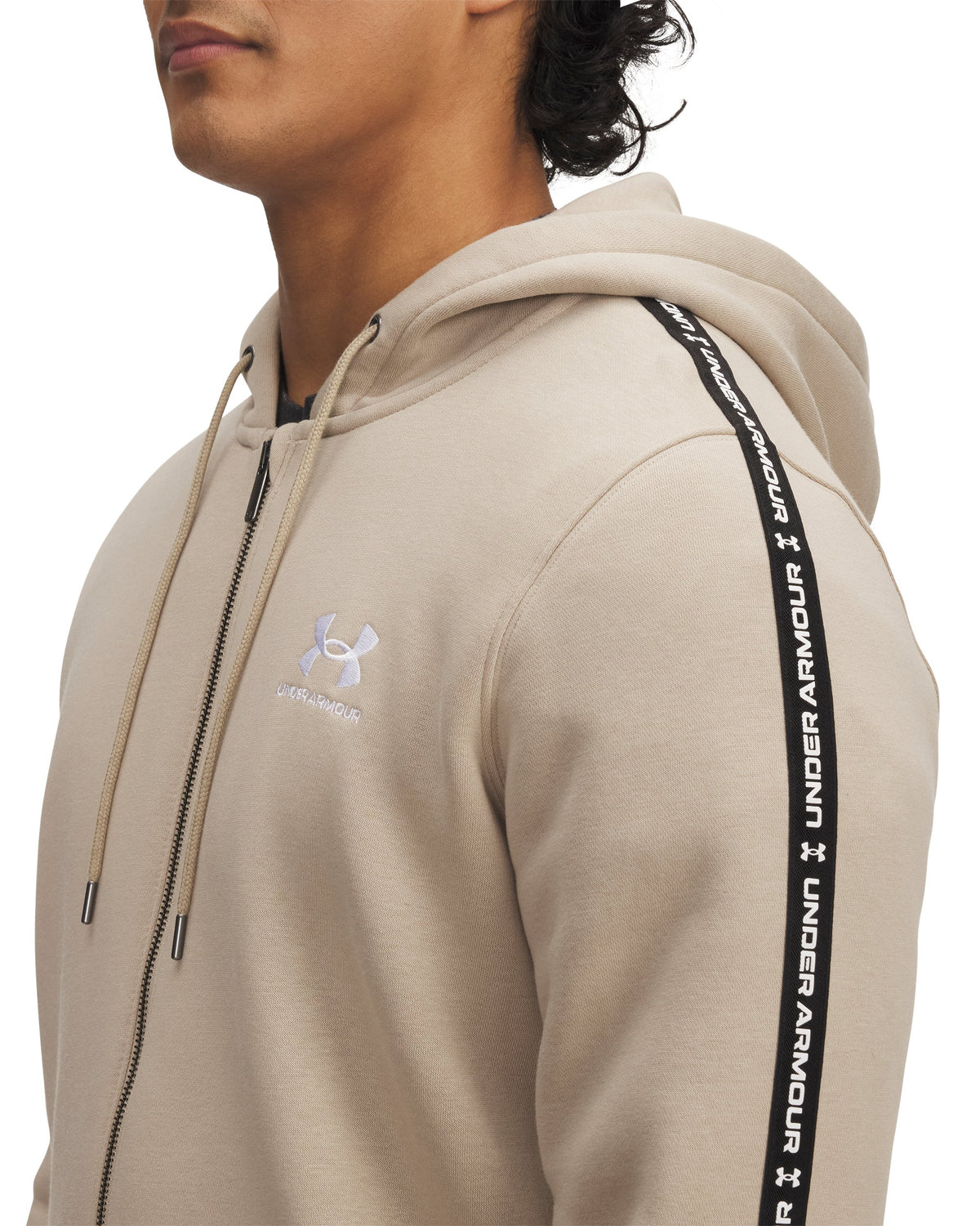 UA Icon Fleece FZ Taping - Brown / White - 299