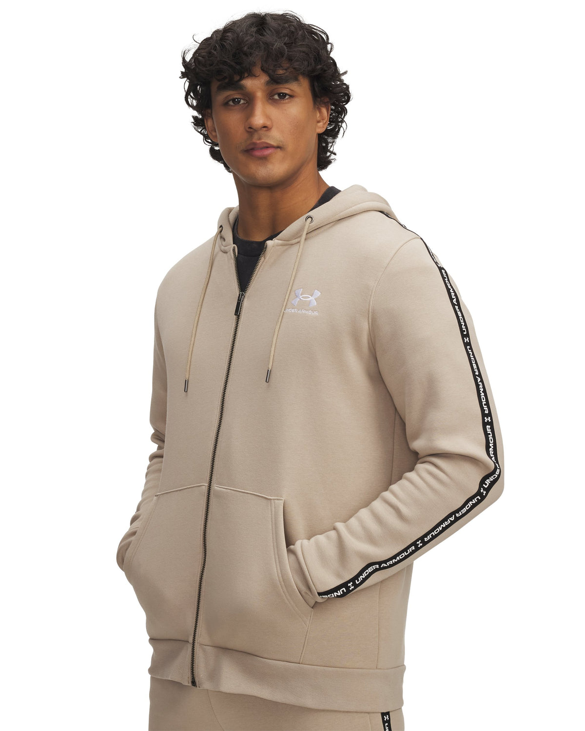 UA Icon Fleece FZ Taping - Brown / White - 299