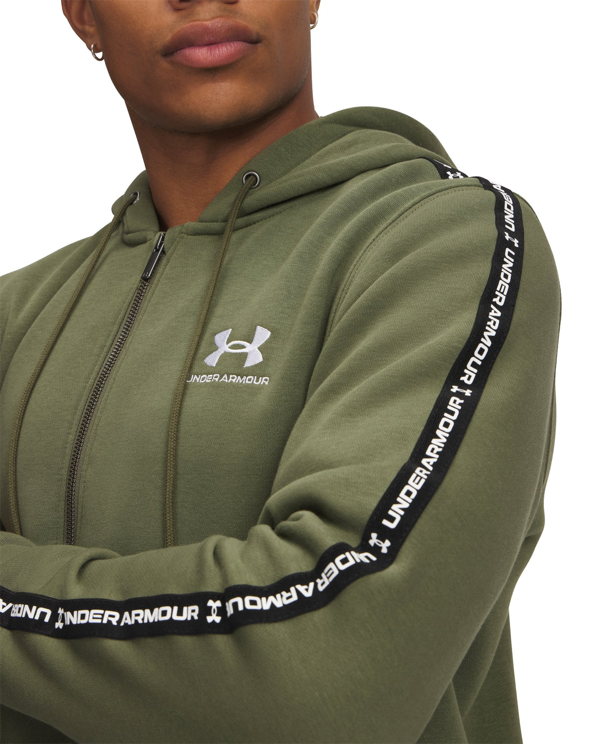 UA Icon Fleece FZ Taping - Green / White - 390