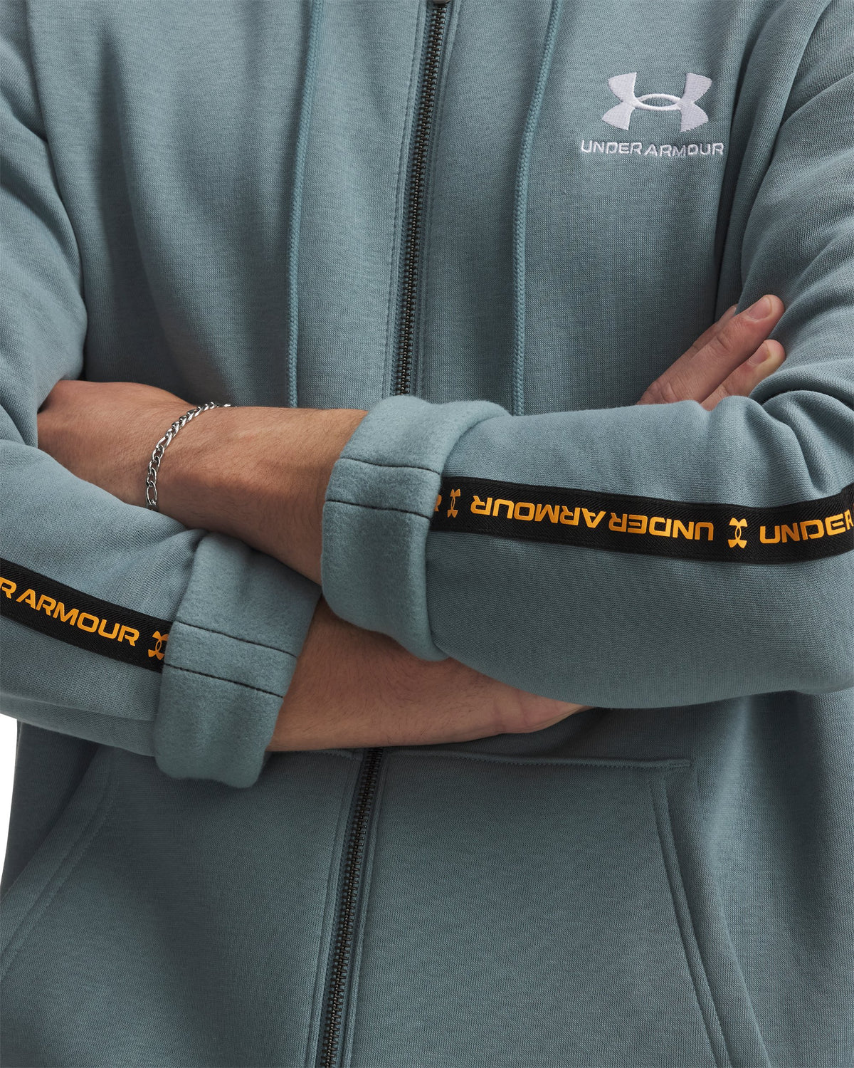 UA Icon Fleece FZ Taping - Blue / Squad Orange - 587