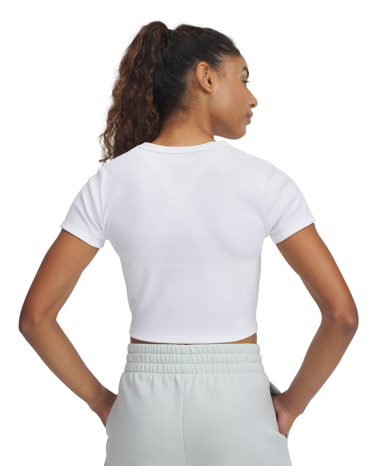 UA Rival Rib Baby Tee - White / White - 100