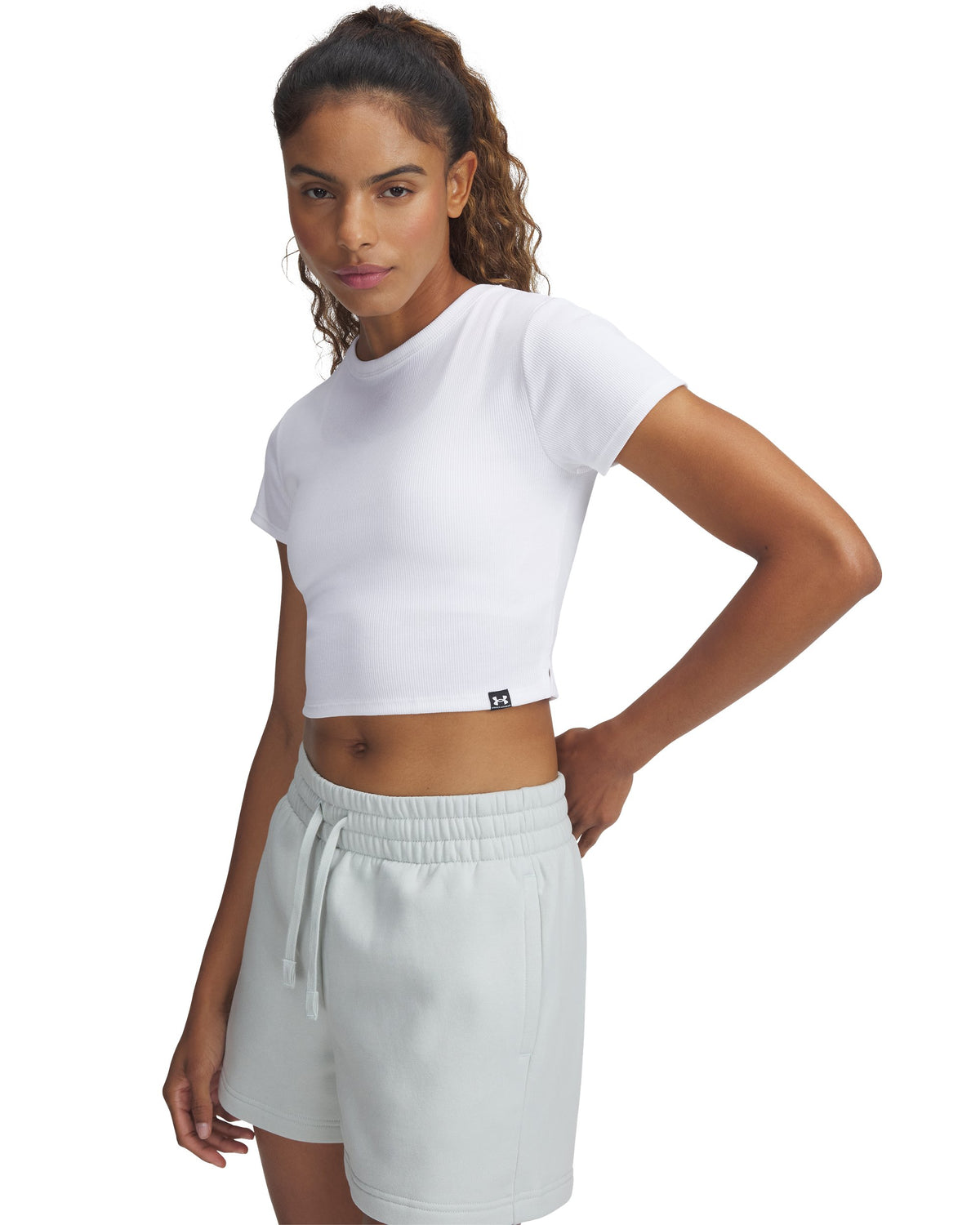 UA Rival Rib Baby Tee - White / White - 100