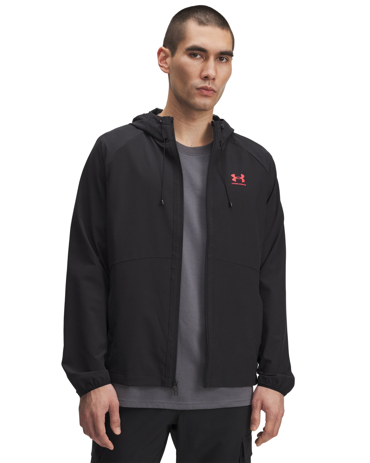 UA Vibe Woven Jacket - Black / Racer Red - 002