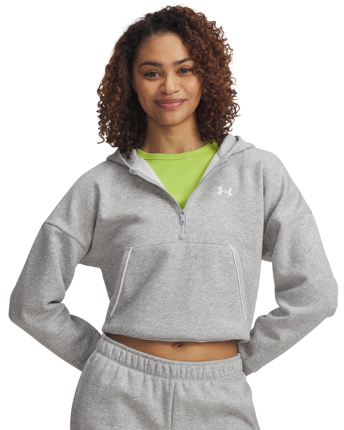 Rival Flc Piped HZ Hoodie - Mod Gray Light Heather / White - 011