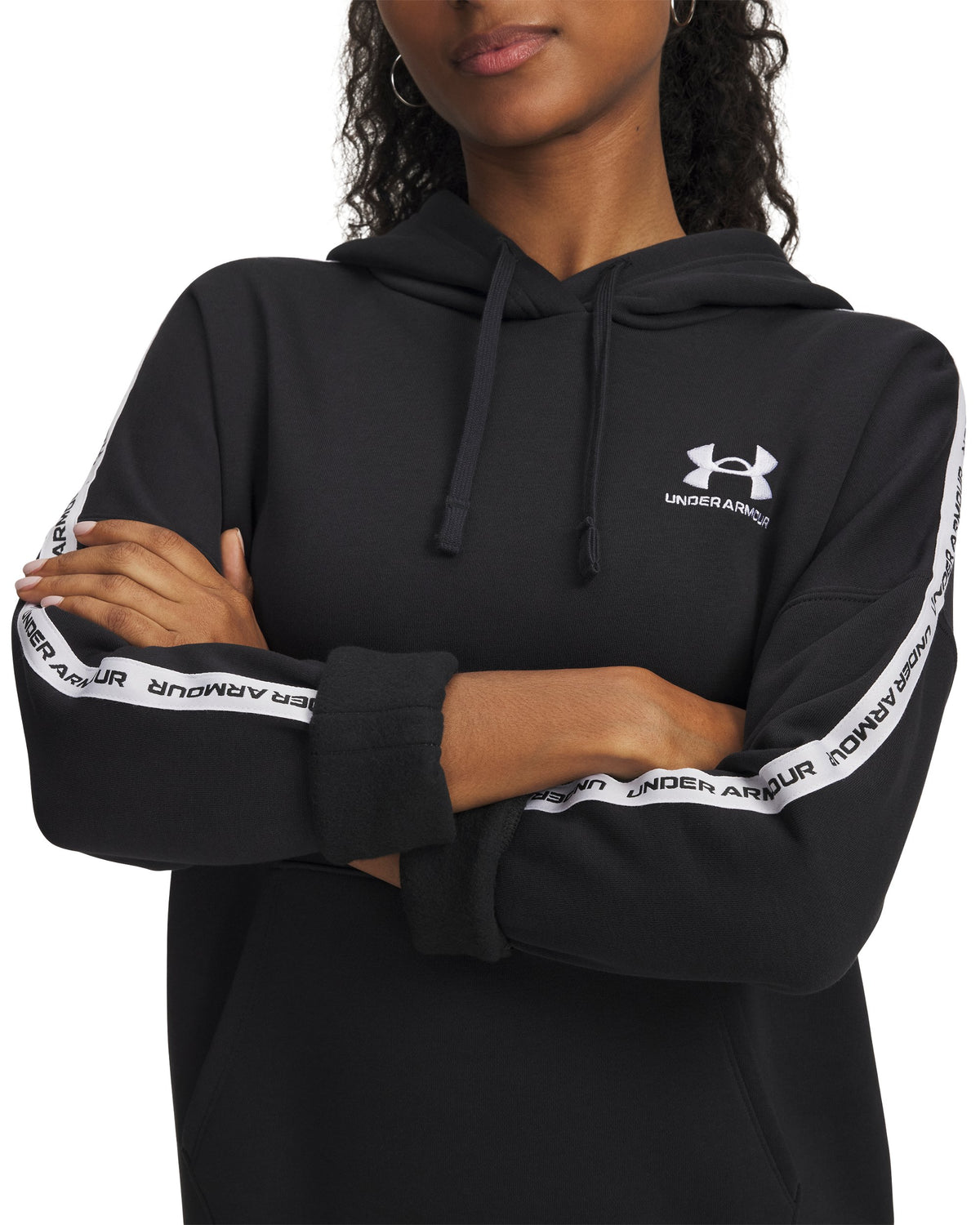 Icon Fleece Taped Hdy - Black / White - 004