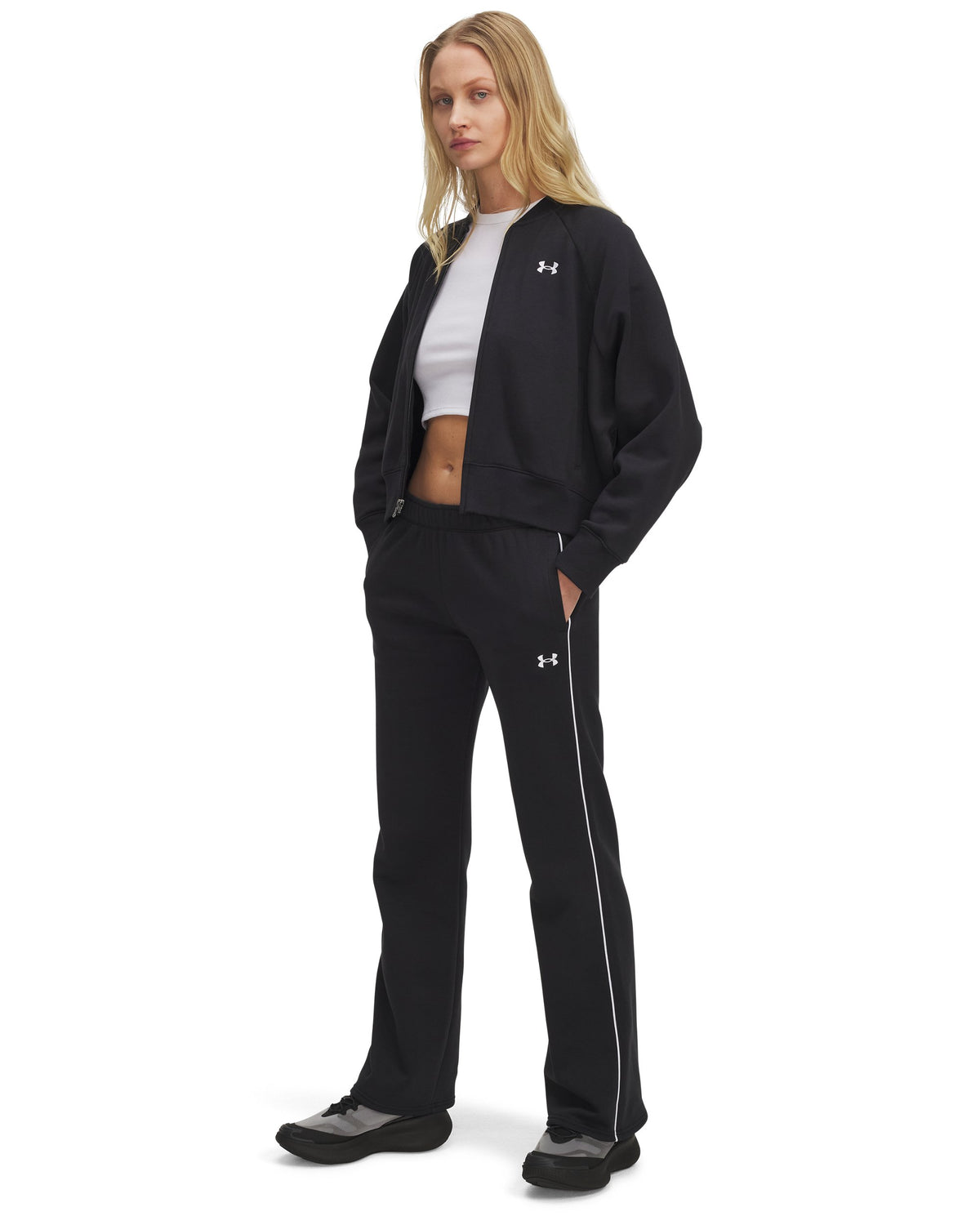 UA Rival Flc Piped Pant - Black / White - 003