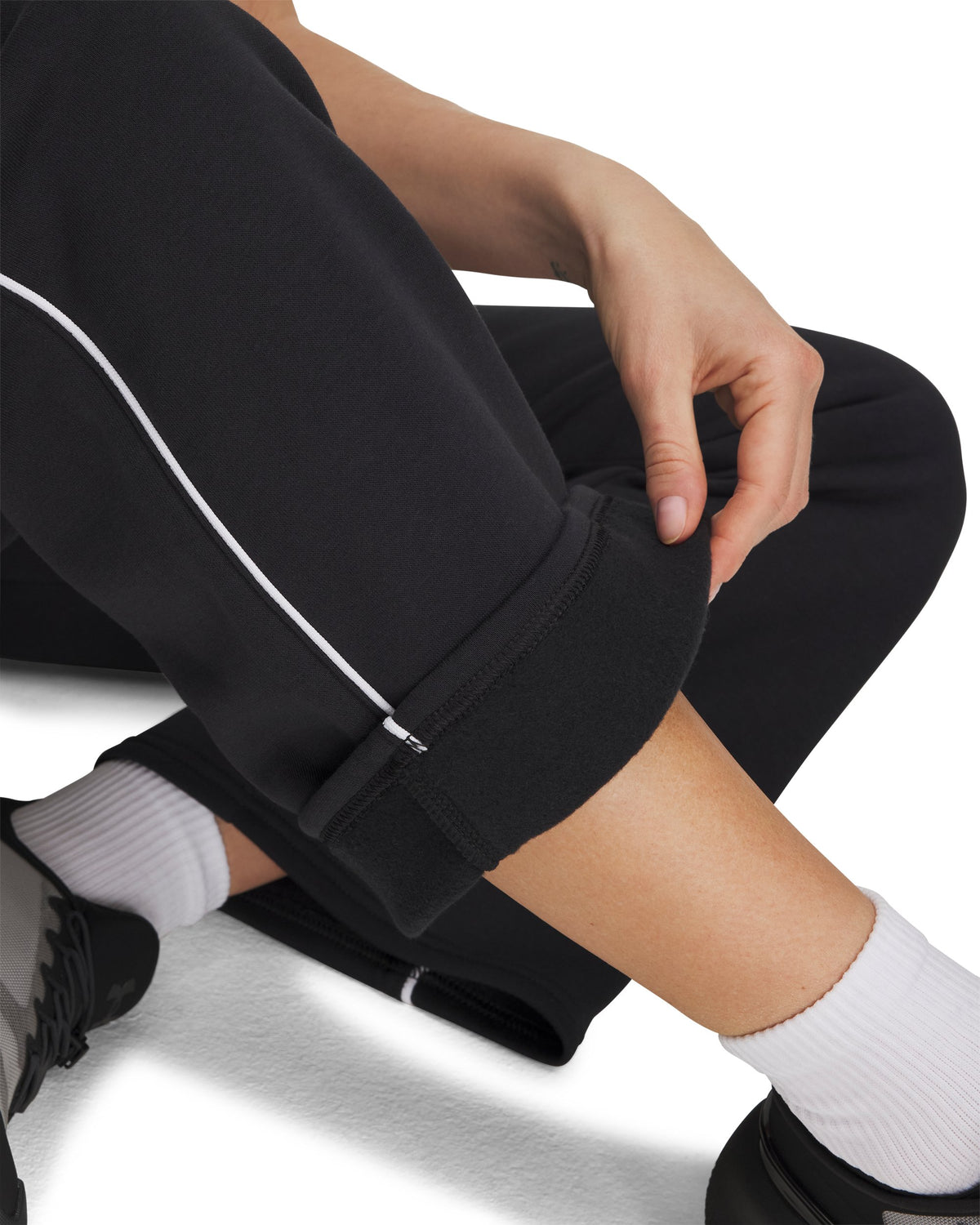 UA Rival Flc Piped Pant - Black / White - 003