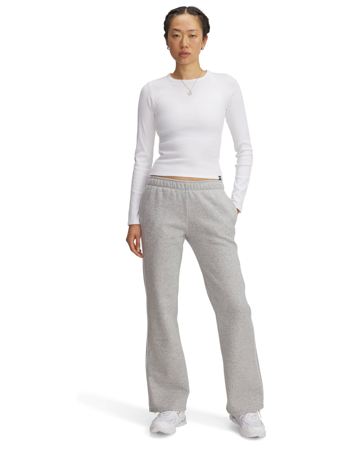 UA Rival Flc Piped Pant - Gray / White - 011