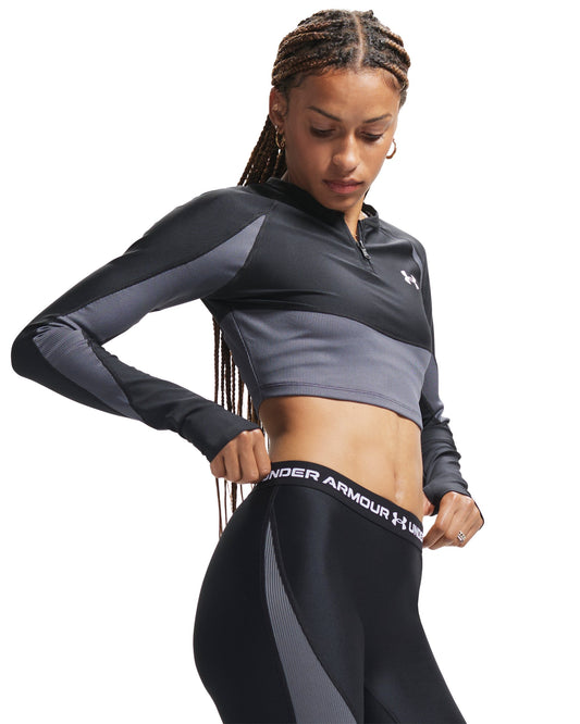 UA HG Rib 1/4 Zip - Black / White - 004