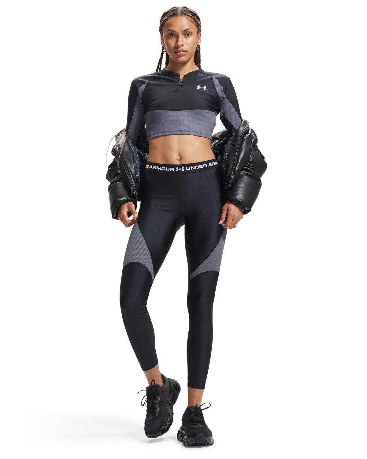 UA HG Rib 1/4 Zip - Black / White - 004