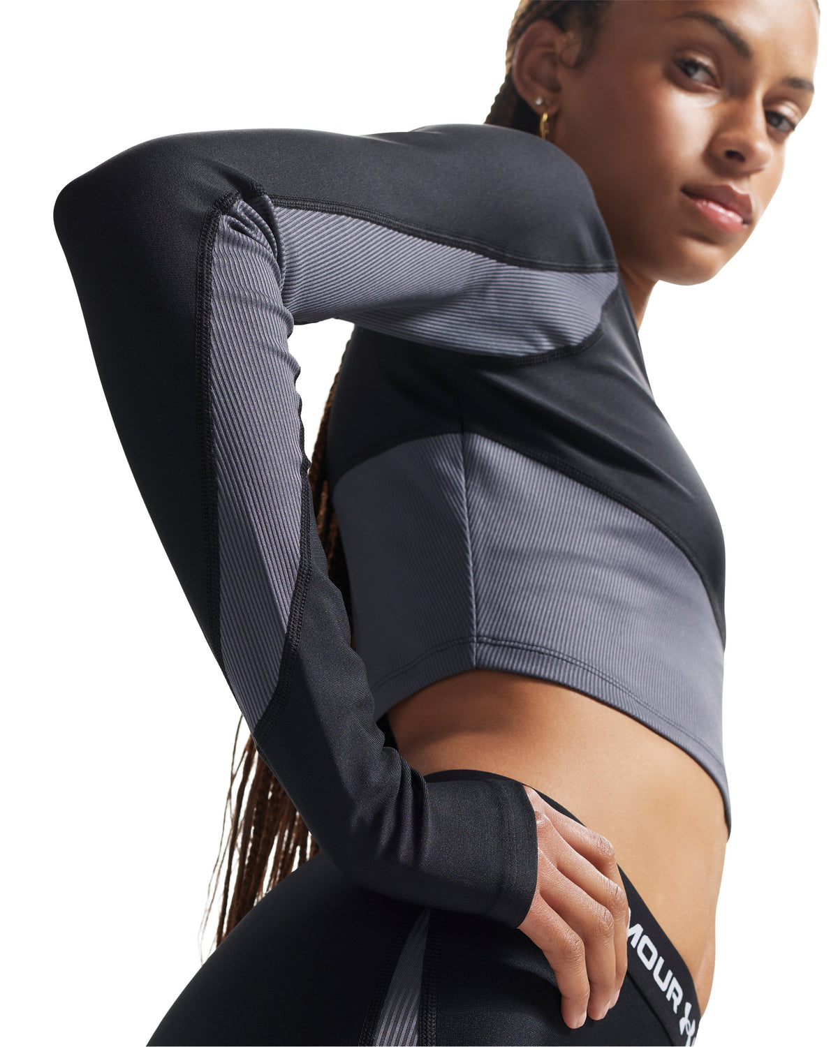 UA HG Rib 1/4 Zip - Black / White - 004