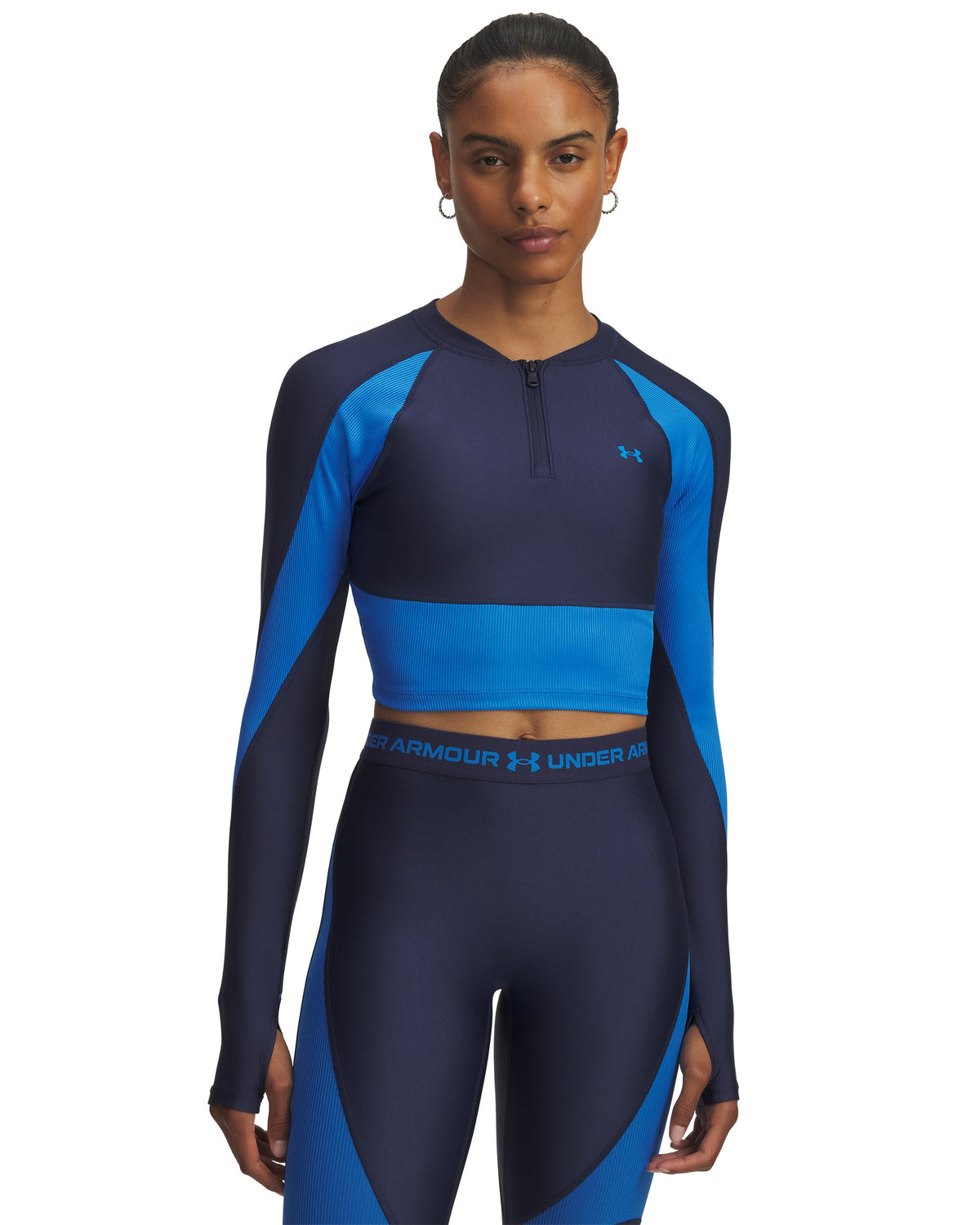 UA HG Rib 1/4 Zip - Washed Navy / Blue Atlantis / Blue Atlantis - 403