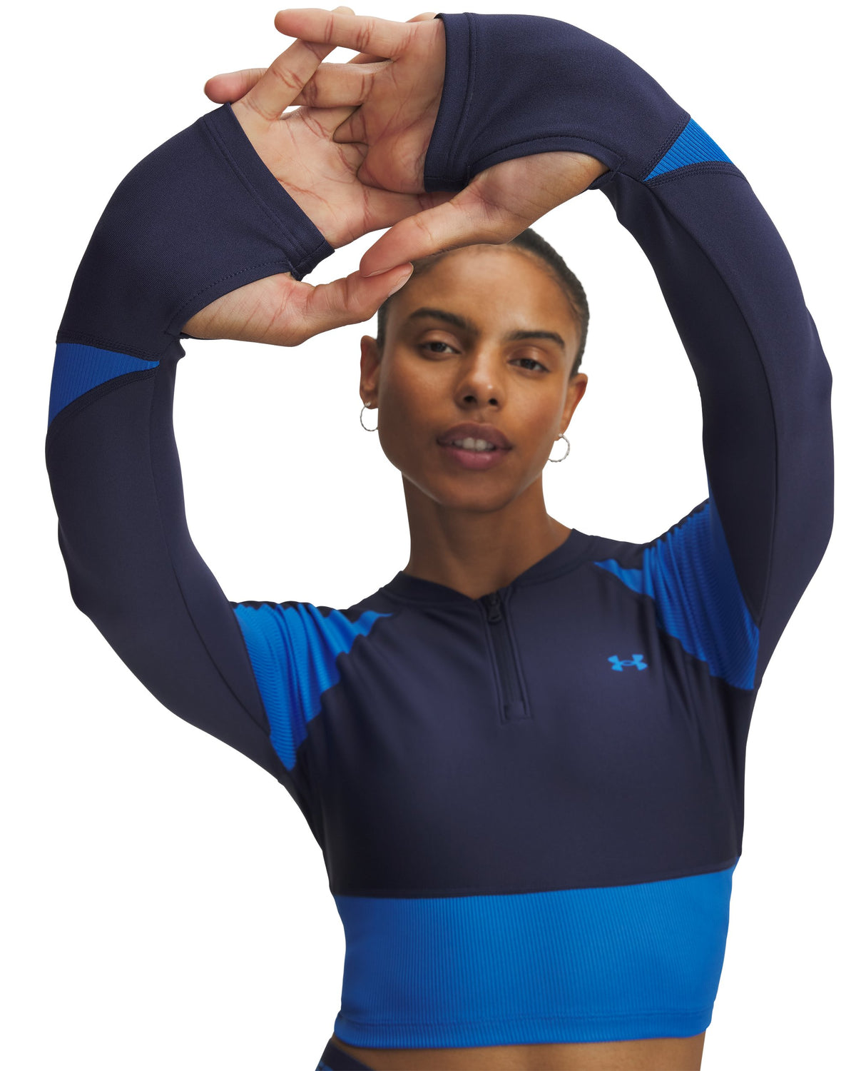 UA HG Rib 1/4 Zip - Washed Navy / Blue Atlantis / Blue Atlantis - 403