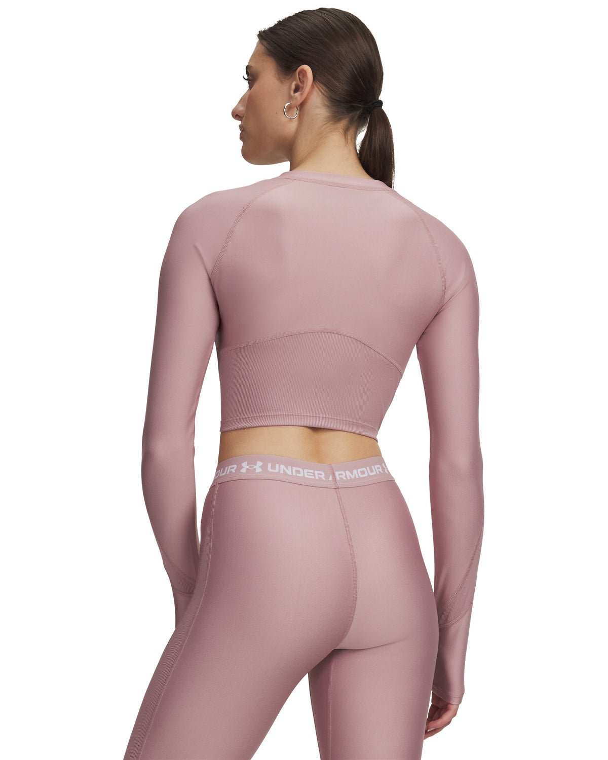 UA HG Rib 1/4 Zip - Tourmaline Pink / Tourmaline Pink / White - 673