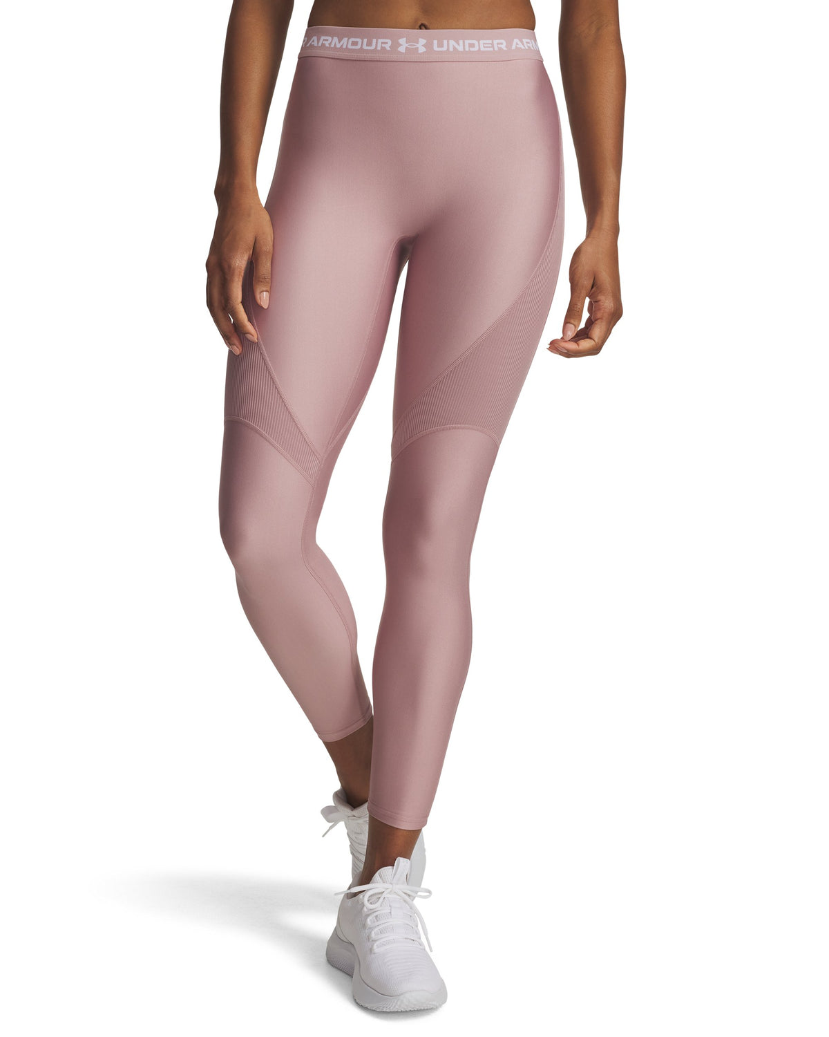 UA HG Rib Legging - Pink / White - 673