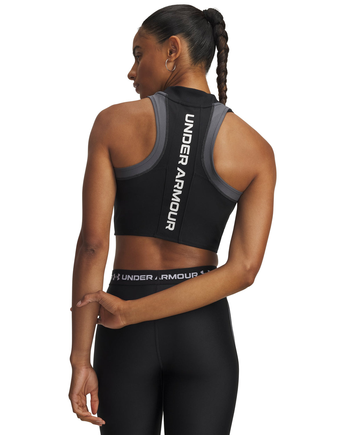 UA HG Rib Tank - Black / Castlerock / Metallic Silver - 001