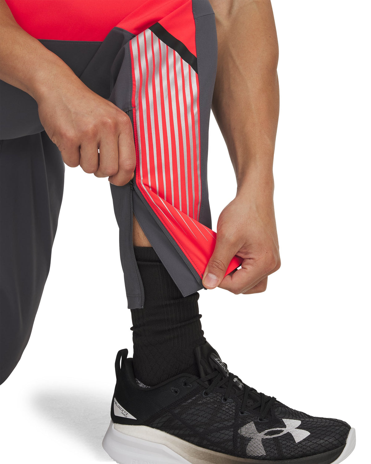 UA Velociti Storm Pant - Castlerock / Racer Red / Reflective - 025