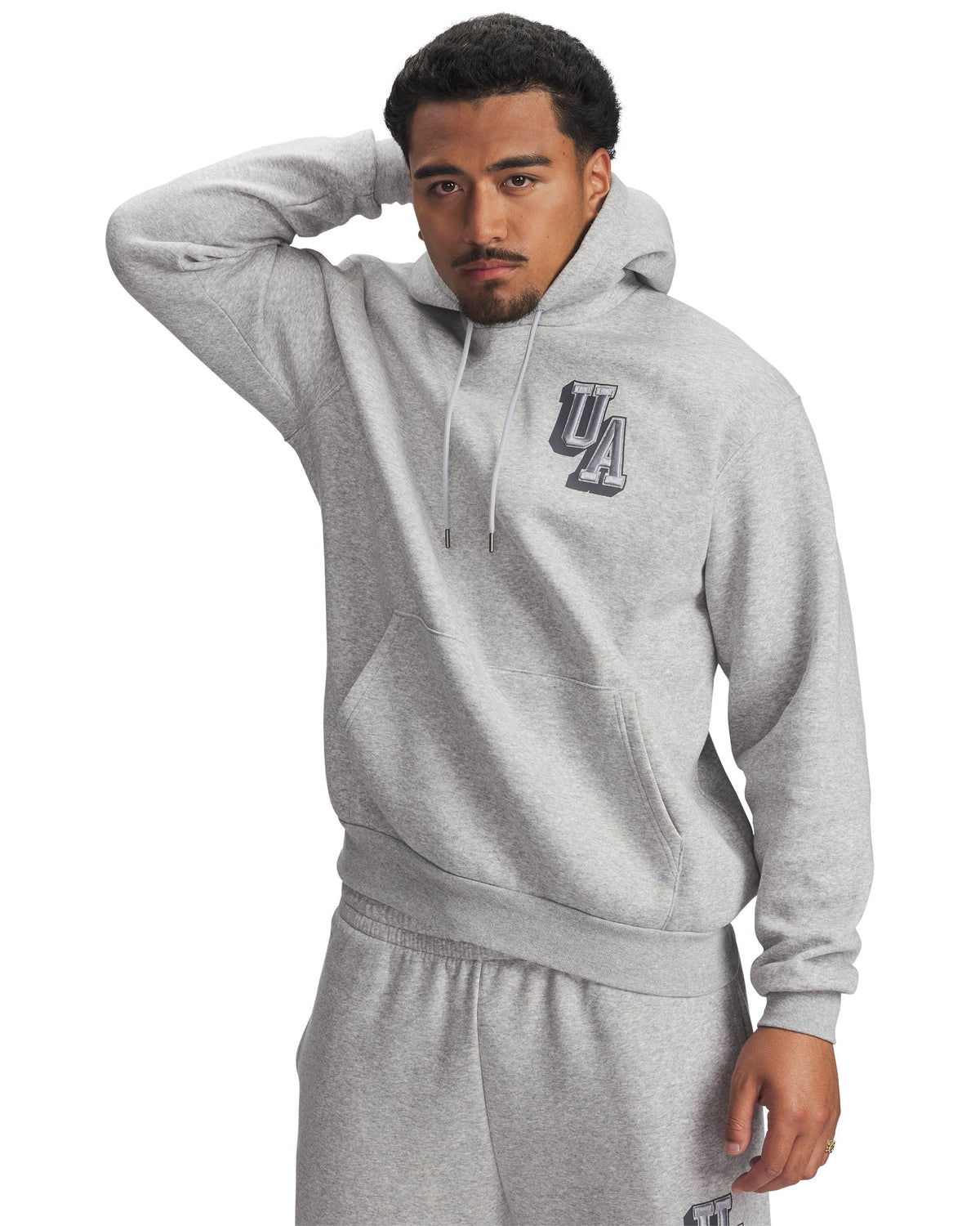 UA Icon Flc Graphic Top - Mod Gray Light Heather / Black - 011