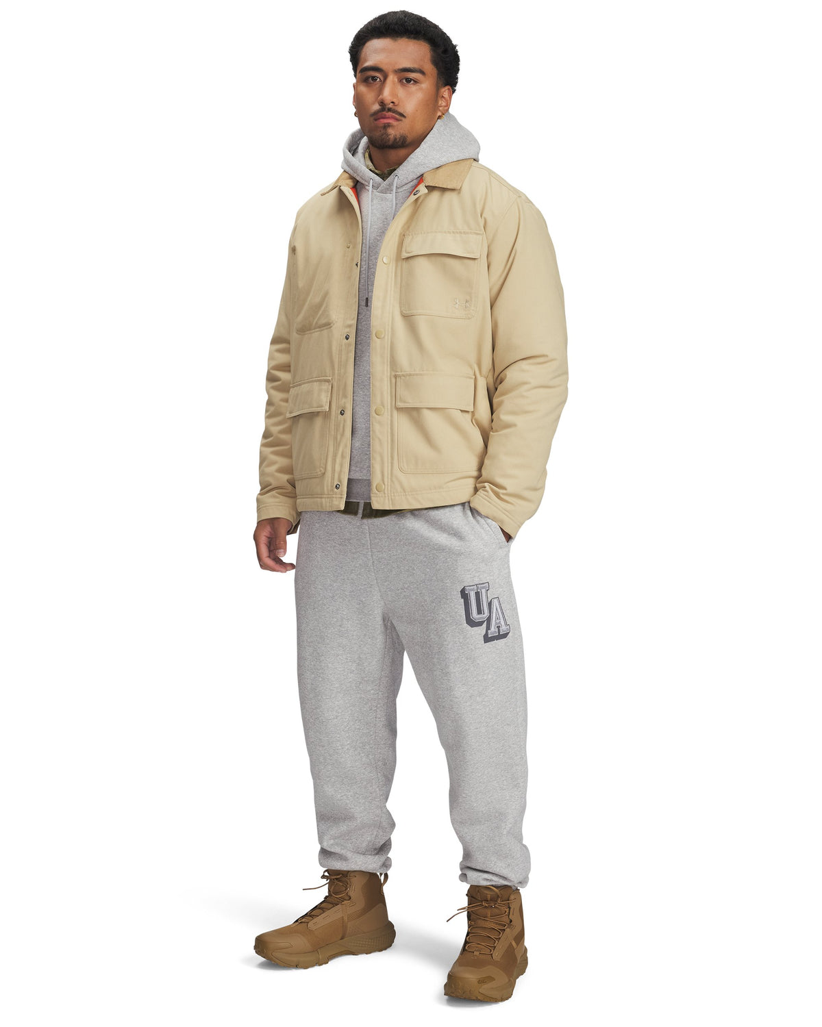UA Icon Flc Graphic Top - Mod Gray Light Heather / Black - 011