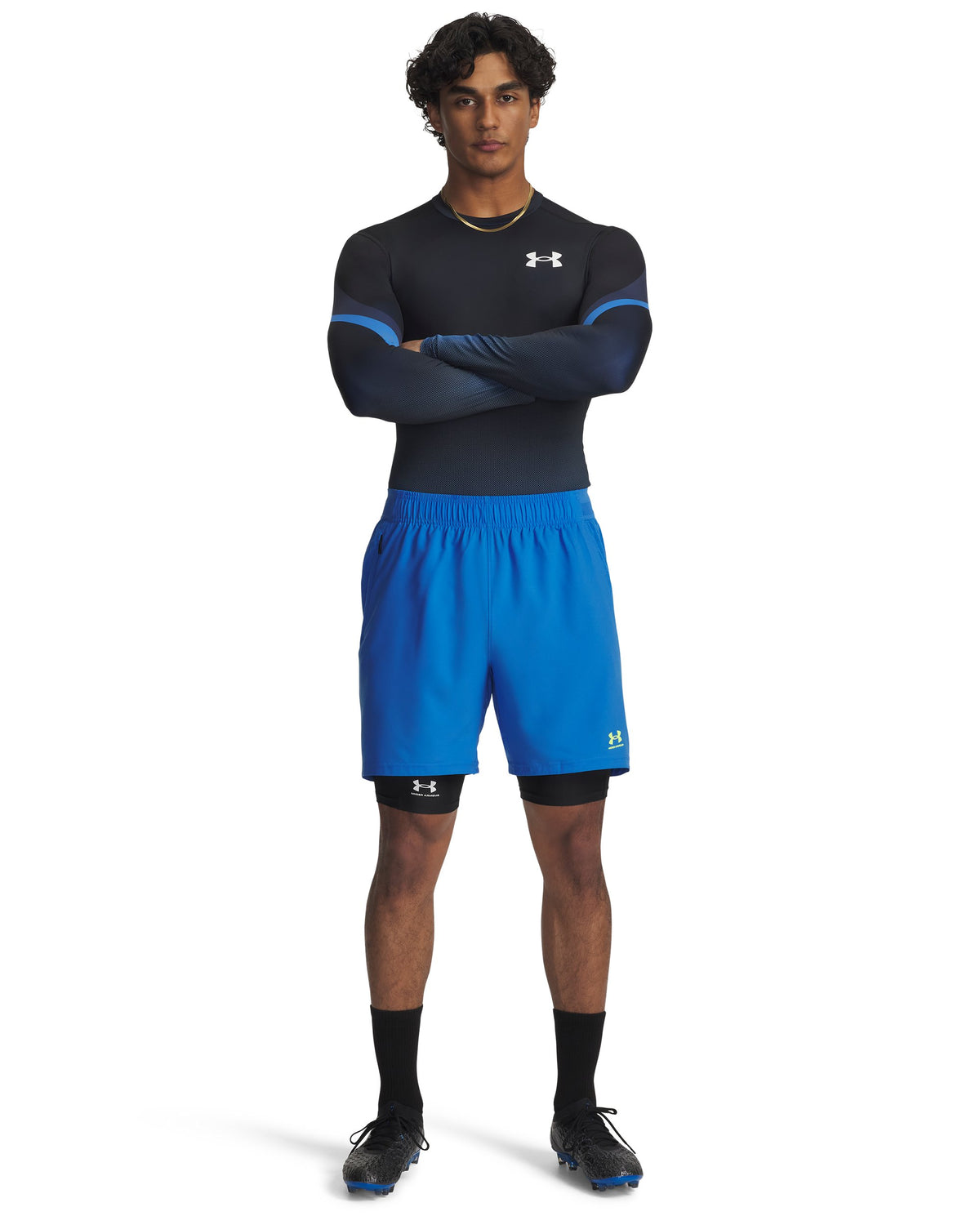 UA Heatgear Sub Crew LS - Blue Atlantis / Black / White - 402