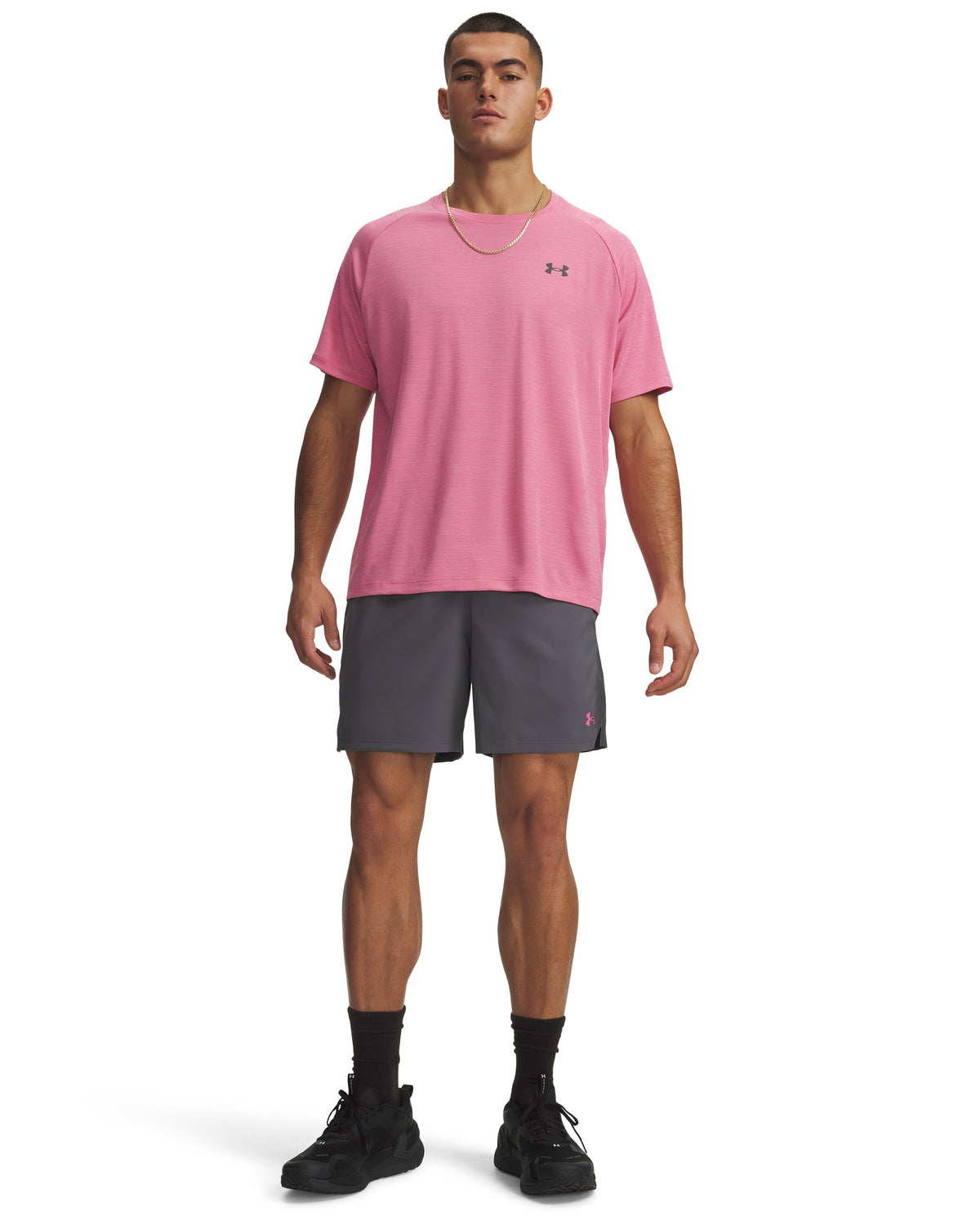 UA Vanish Wven Short 2.0 6in - Gray / Pink Frenzy - 026