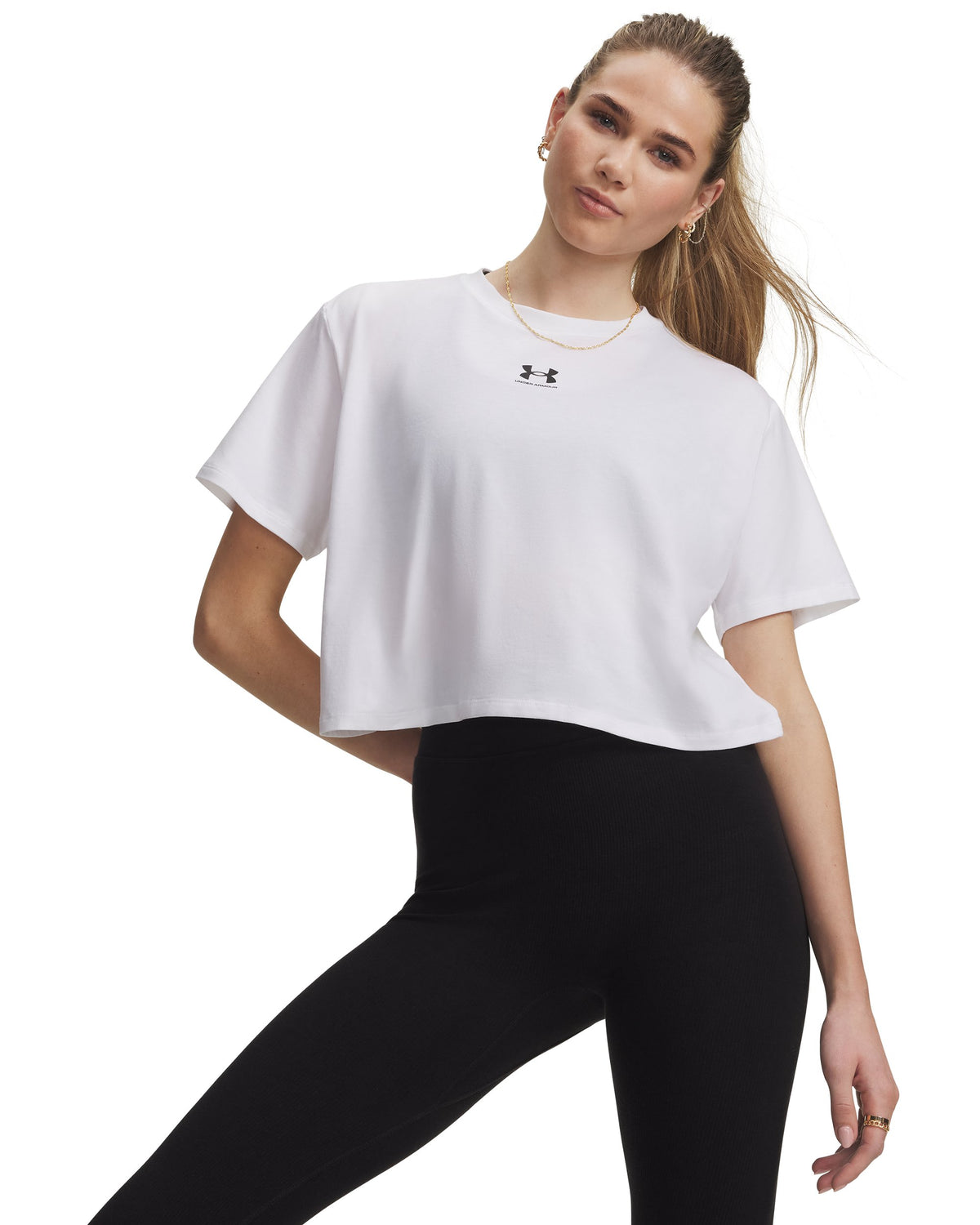 UA Rival Boxy Tee Solid - White / Black - 101