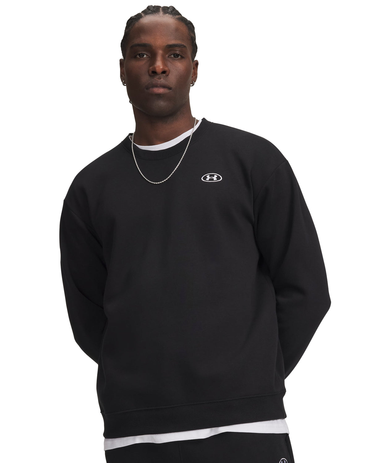 UA RIval Flc Crew - Black / White - 008