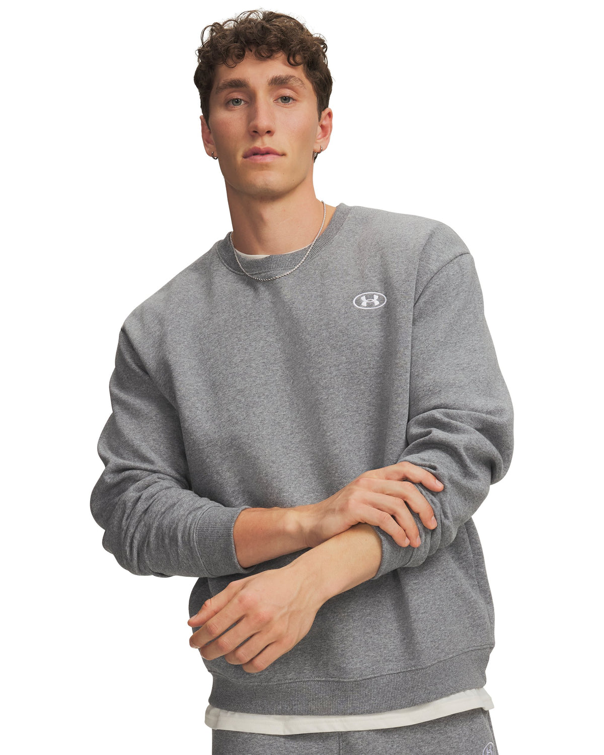 UA RIval Flc Crew - Gray / White - 025