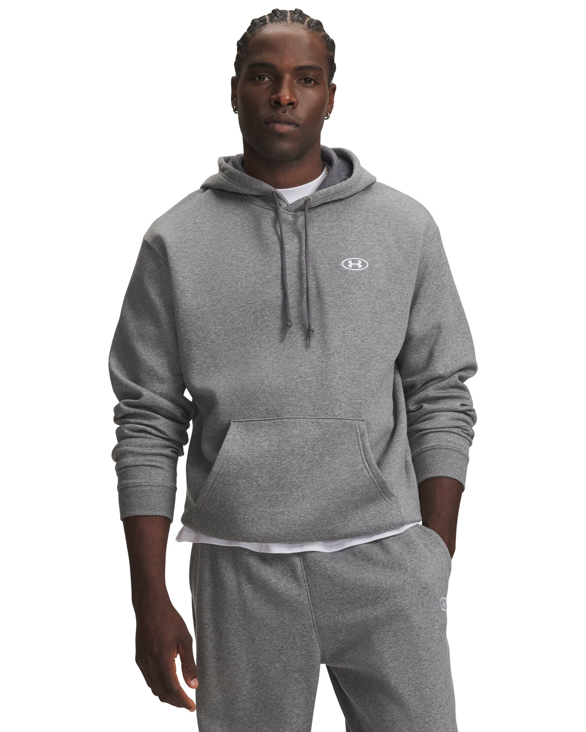 UA Rival Flc Hoodie - Gray / White - 025