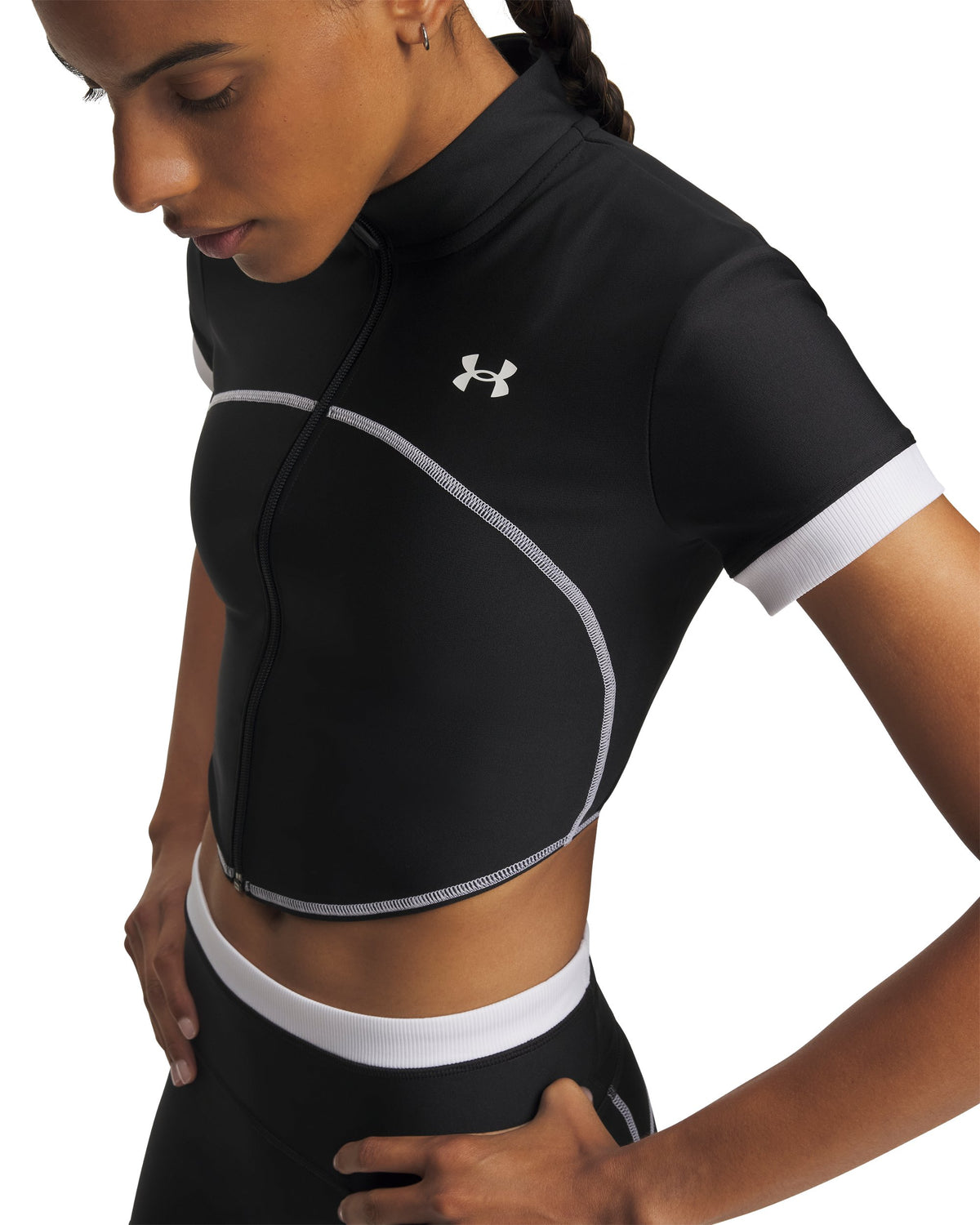 UA HeatGear Novelty SS FZ - Black / White - 001