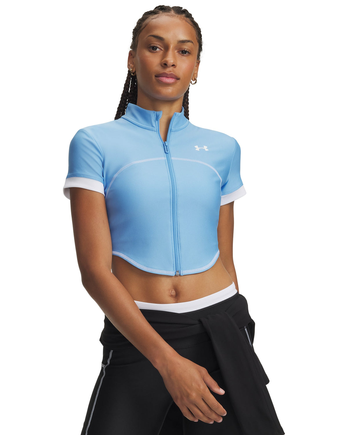 UA HeatGear Novelty SS FZ - Blue / White - 465