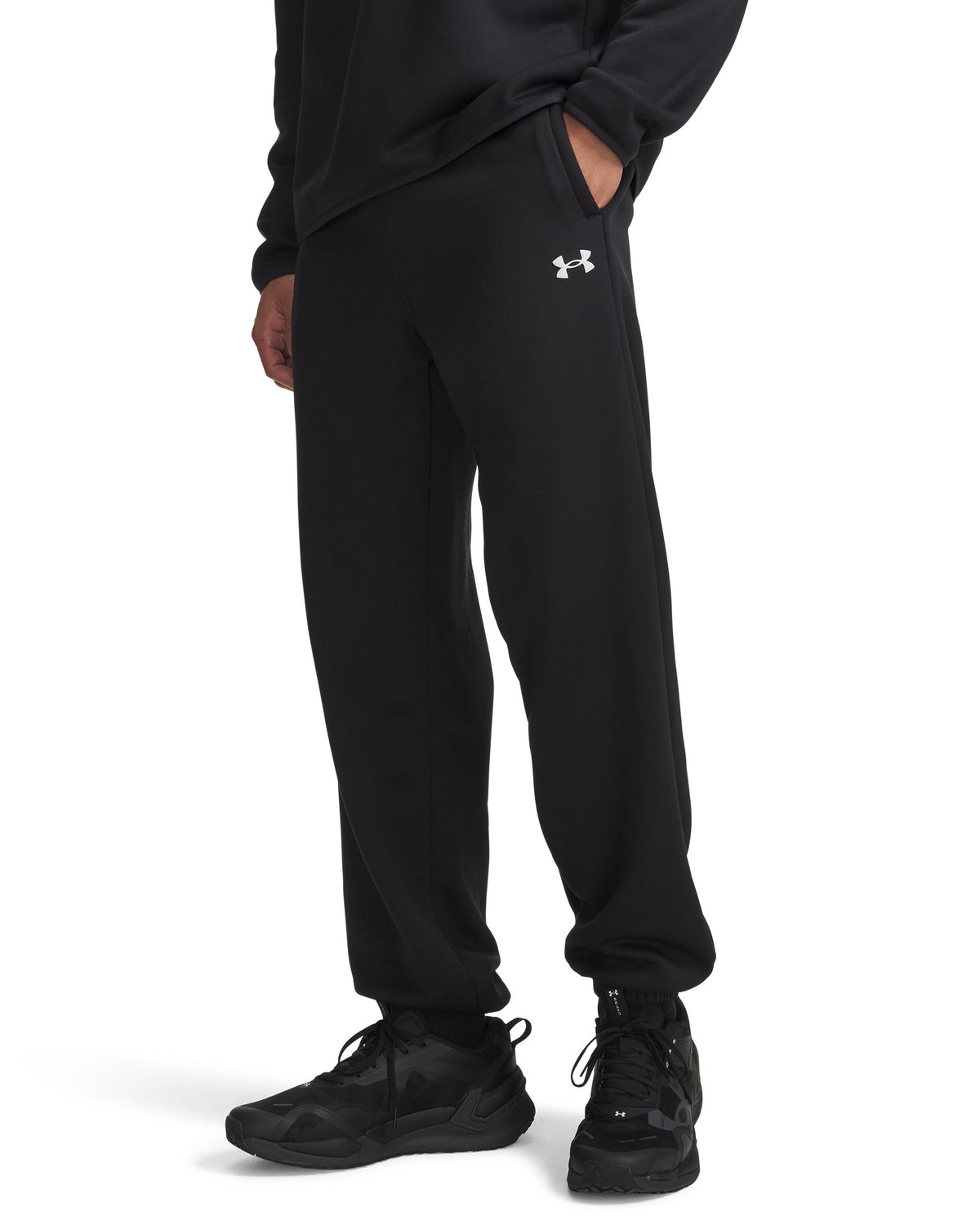UA Armour Fleece Joggers - Black / White - 001