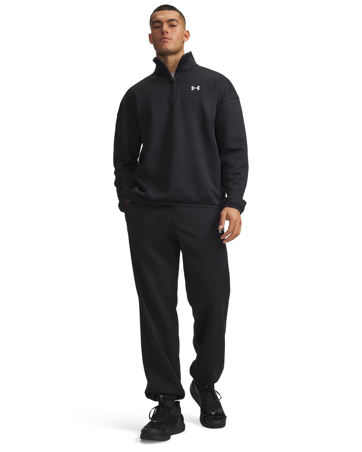 UA Armour Fleece Joggers - Black / White - 001