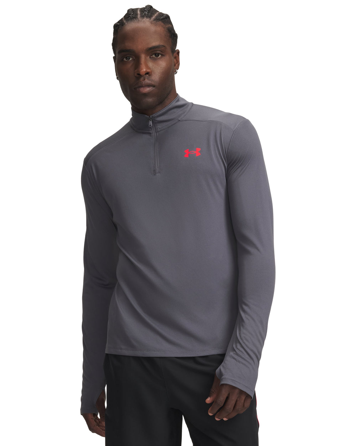 UA Tech Utility 1/4 Zip - Gray / Racer Red - 025