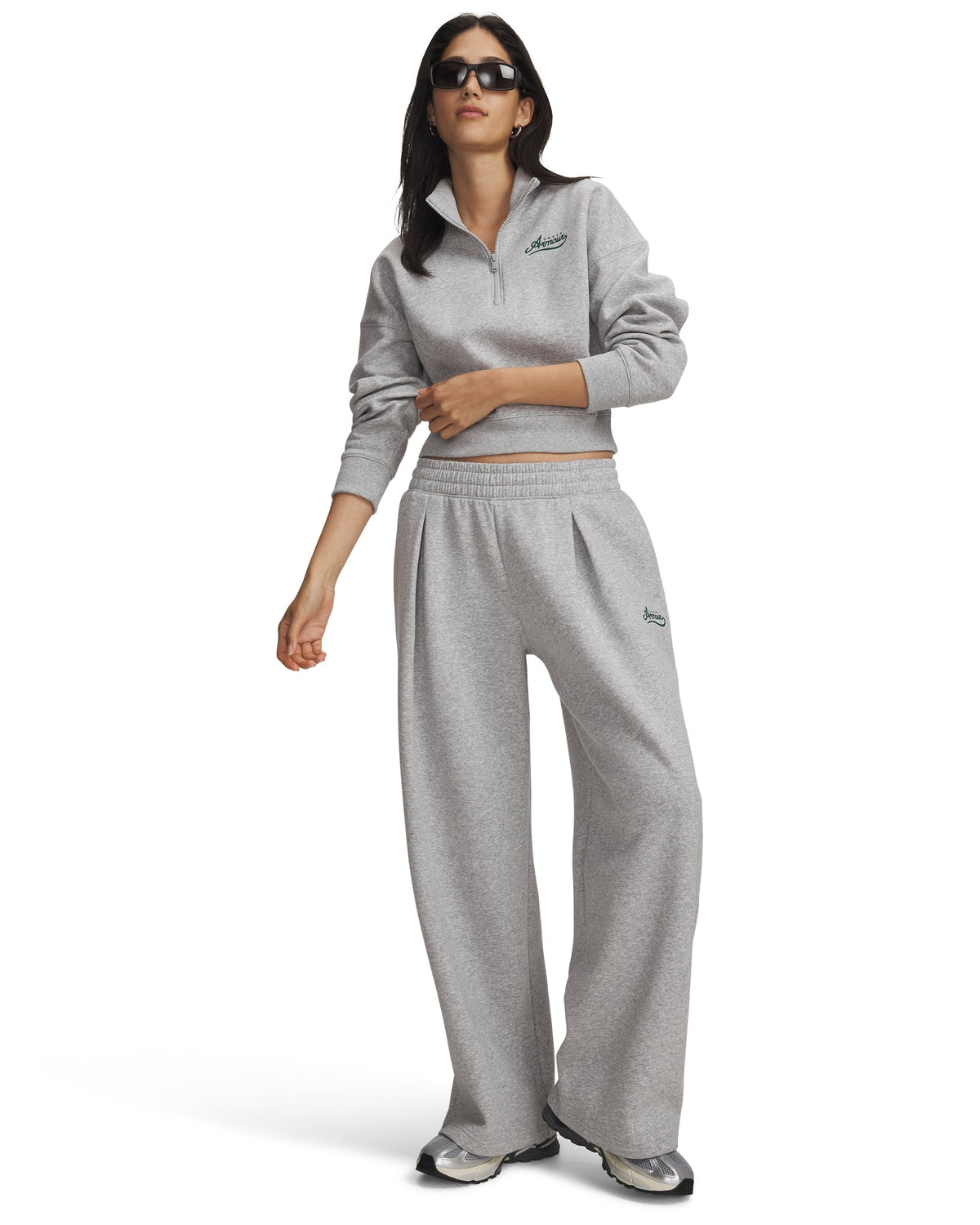 RIVAL PLEATED VARSITY PANT - Gray / Arden Green - 011