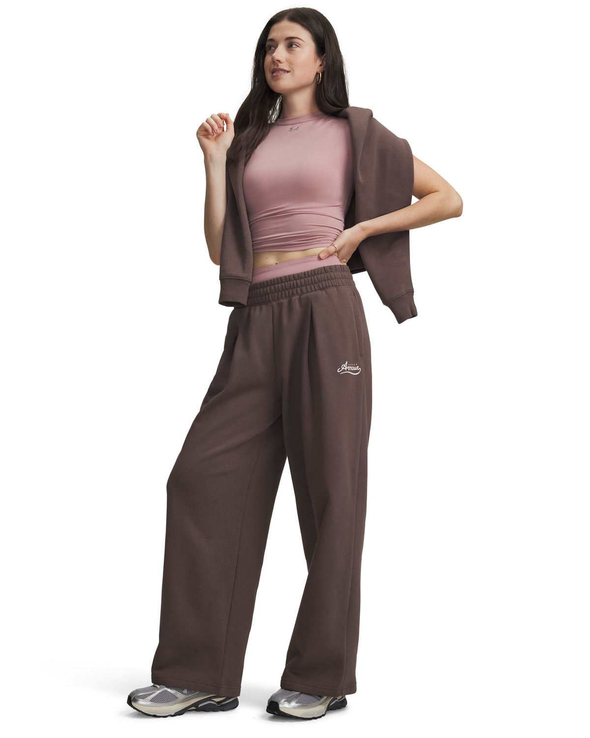 RIVAL PLEATED VARSITY PANT - Brown / Bashful Pink - 200